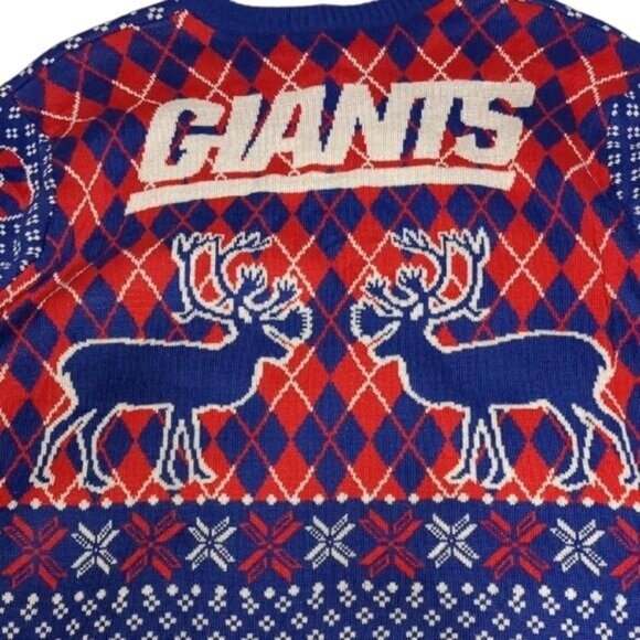 NY Giants NFL Blue & Red Ugly Christmas Sweater L - Picture 5 of 8